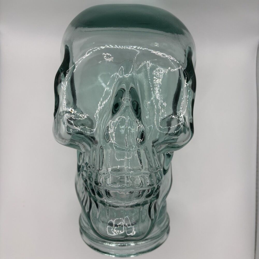 San Miguel 100% Recycled Glass Skull Head Halloween Goth Decor Made in Spain 10″